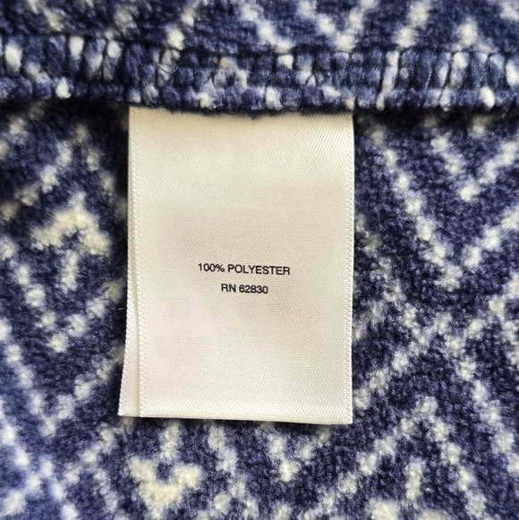 Lands' End Blue Geometric Fair Isle Fleece Pullover Preppy Winter Chic Sz.Small - Picture 11 of 14